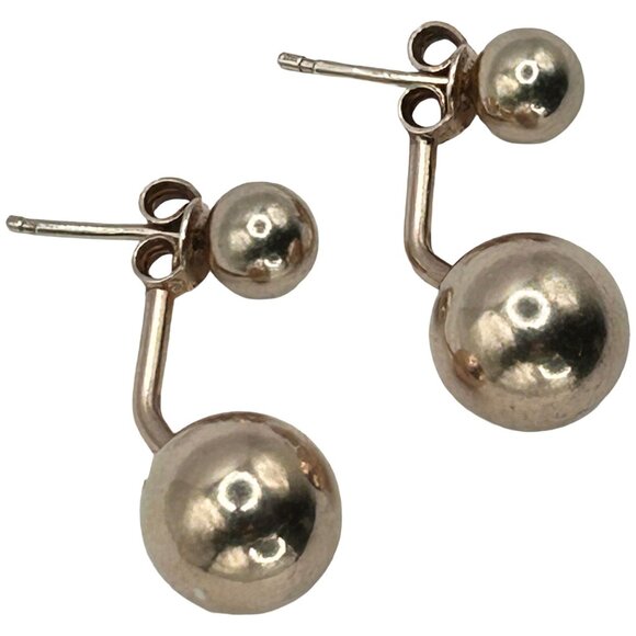 Dyadema Italy 14k Gold-Filled 925 Sterling Silver Ball Stud Earrings - Picture 4 of 5